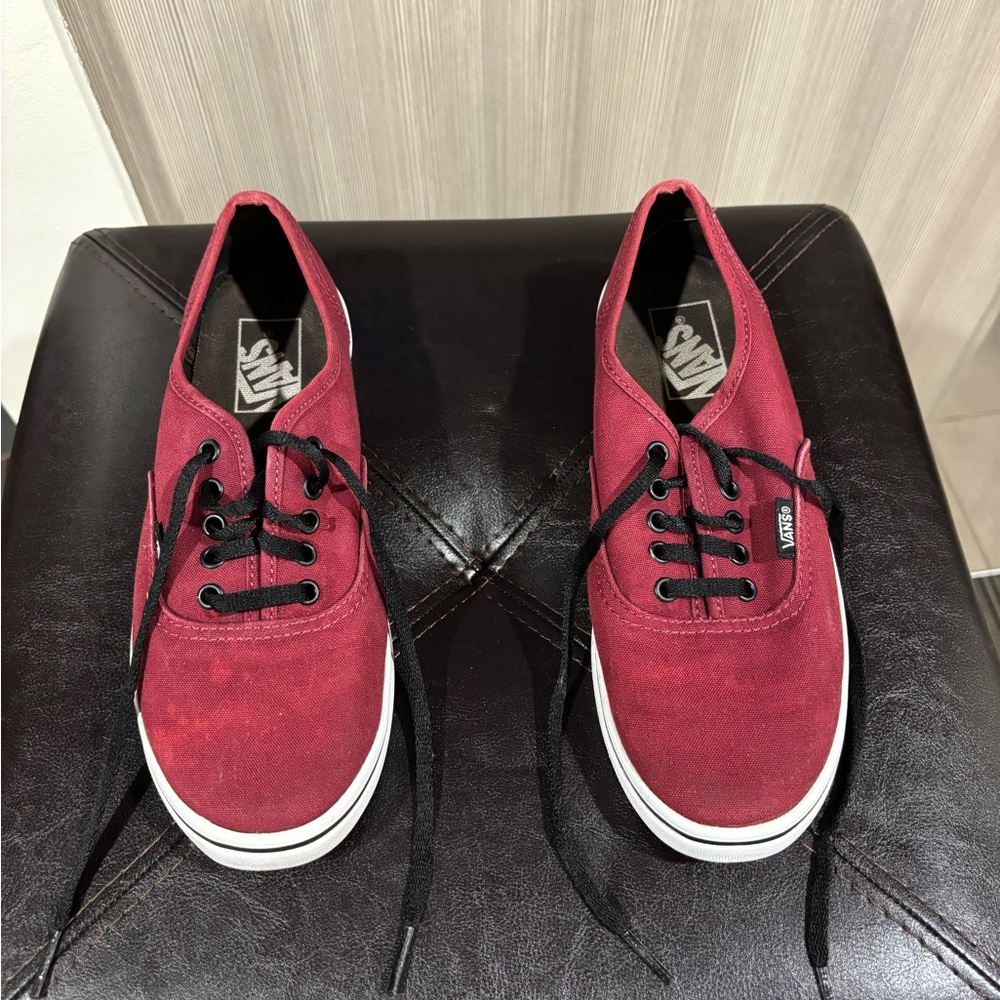 Vans Burgundy Canvas Shoes with Black Accents